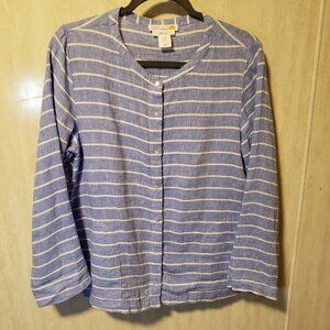 C&C California Blue & White Striped Linen Shirt | Size M